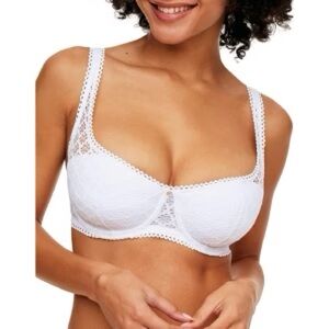 Adore Me 32DDD White Ede Balconette Push Up Eyelet Sexy Bra Removable Push Up